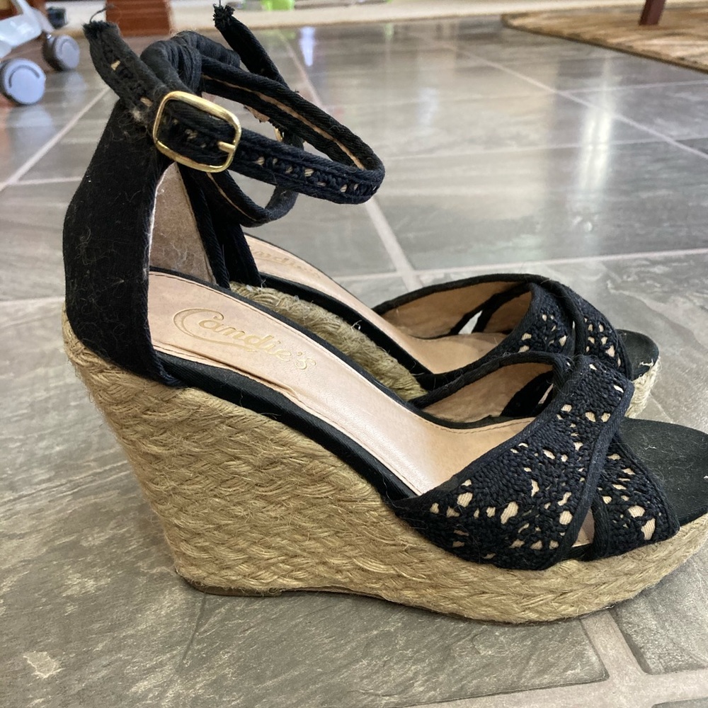 Candies Black Wedges